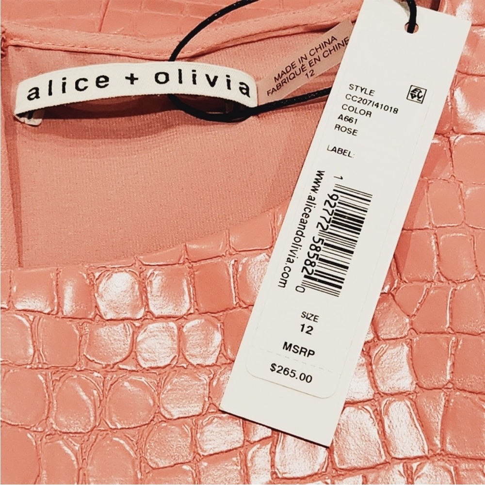ALICE + OLIVIA Pink Amal Vegan Croc-Embossed Corp Top sz8 NWT - Picture 7 of 7